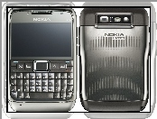 Tył, Nokia E71, Srebrny, Czarny, Przód