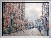 Ulica, Ratusz, Gdańsk, HDR, Budynek, Kamienice