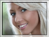 Uśmiechnięta, Portret, Blondynka, Makijaż