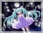 Vocaloid, Księżyc, Miku Hatsune, Suknia