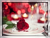Walentynki, Kolacja, Róża, Romantyczna