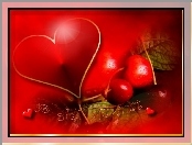 Walentynki, czerwone serce , wiśnie