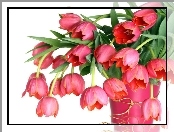 Wazon, Bukiet, Różowych, Tulipanów, Różowy