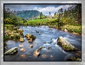 Dolina Glendalough, Kamienie, Rzeka Poulanass, Irlandia, Wieże, Hrabstwo Wicklow