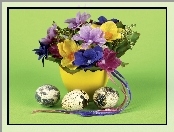 Wielkanoc, Kolorowe, Kwiatki, Nakrapiane, Jaja