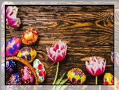 Wielkanoc, Pisanki, Tulipany, Kolorowe
