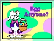 Wielkanoc, królik , koszyczek z jajeczkami