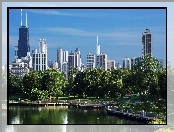 Wieżowce, Miasta, Chicago, Panorama