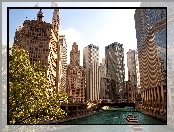 Wieżowce, USA, Rzeka, Chicago