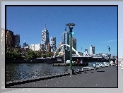 Wieżowce, Melbourne, Australia, Woda, Most