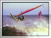 Windsurfing, fala, deska, morze