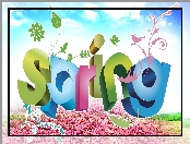 Wiosna, Grafika 2D, Kolorowy, Napis Spring