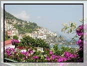 Włochy, Kwiatki, Amalfi, Domy