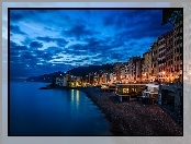 Włochy, Morze, Plaża, Miasto, Camogli