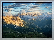 Dolina, Chmury, Szczyt, Włochy, Góry, Dolomity, Seceda