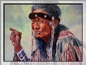 Włosy, Stary, Indianin, Długie, Siwe