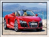 Woda, Czerwone, Audi R8, Cabrio, Góry