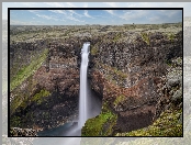 Wodospad Haifoss, Islandia, Skały, Płaskowyż