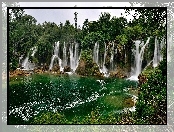 Wodospady, Bośnia, Zieleń, Kravice