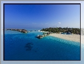 Domy, Wyspa, Malediwy, Na, Palach, Ocean, Plaża