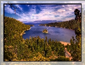 Jezioro Tahoe, Kalifornia, Stany Zjednoczone, Wyspa Fannette, Park Emerald Bay, Lasy, Drzewa