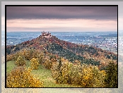 Góra Hohenzollern, Badenia-Wirtembergia, Niemcy, Zamek Hohenzollern, Lasy, Drzewa, Wzgórze