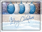 Białe, Zima, Życzenia, Niebieskie, Grafika, Śnieg, Boże Narodzenie, Bombki, Merry Christmas