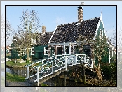 Mostek, Holandia, Domy, Skansen Zaanse Schans, Kanał, Zaandam