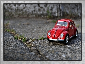 Zabawka, Volkswagen Garbus, Samochód, Czerwony