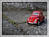 Zabawka, Volkswagen Garbus, Samochód, Czerwony