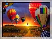 Balony, Zachód, Słońca