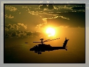 Helikopter, Zachód, Słońca