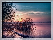 Jezioro, Zachód, Słońca