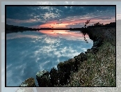 Jezioro, Zachód, Słońca