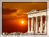 Partenon, Grecja, Zachód Słońca, Ateny