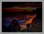 Zachód, Ocean, Słońca, Skały