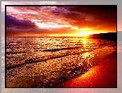 Zachód, Plaża, Słońca, Morze
