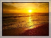 Zachód, Plaża, Słońca, Morze