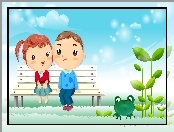 Para, 2D, Zakochanych, Ławeczka