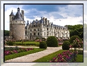 Zamek, Ogród, Chenonceau, Francja