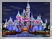 Świąteczny, Disneyland, Zamek, Roszpunki