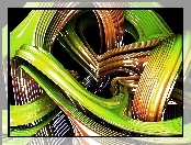 Zielono, 3D, Pomarańczowe, Pasy