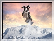 Góry, Snowboardzista, Snowboarding, Zima