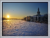Zima, Słoneczko, Śnieg, Miasto