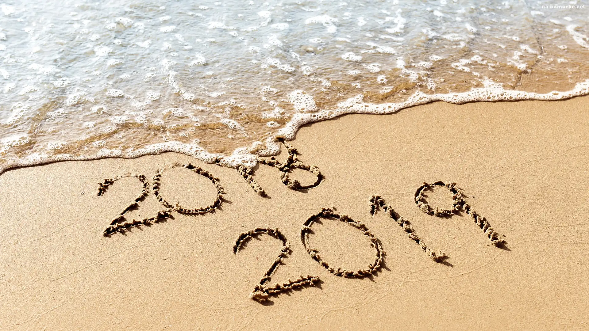Plaża, 2018, 2019, Piasek, Woda, Fala, Napis