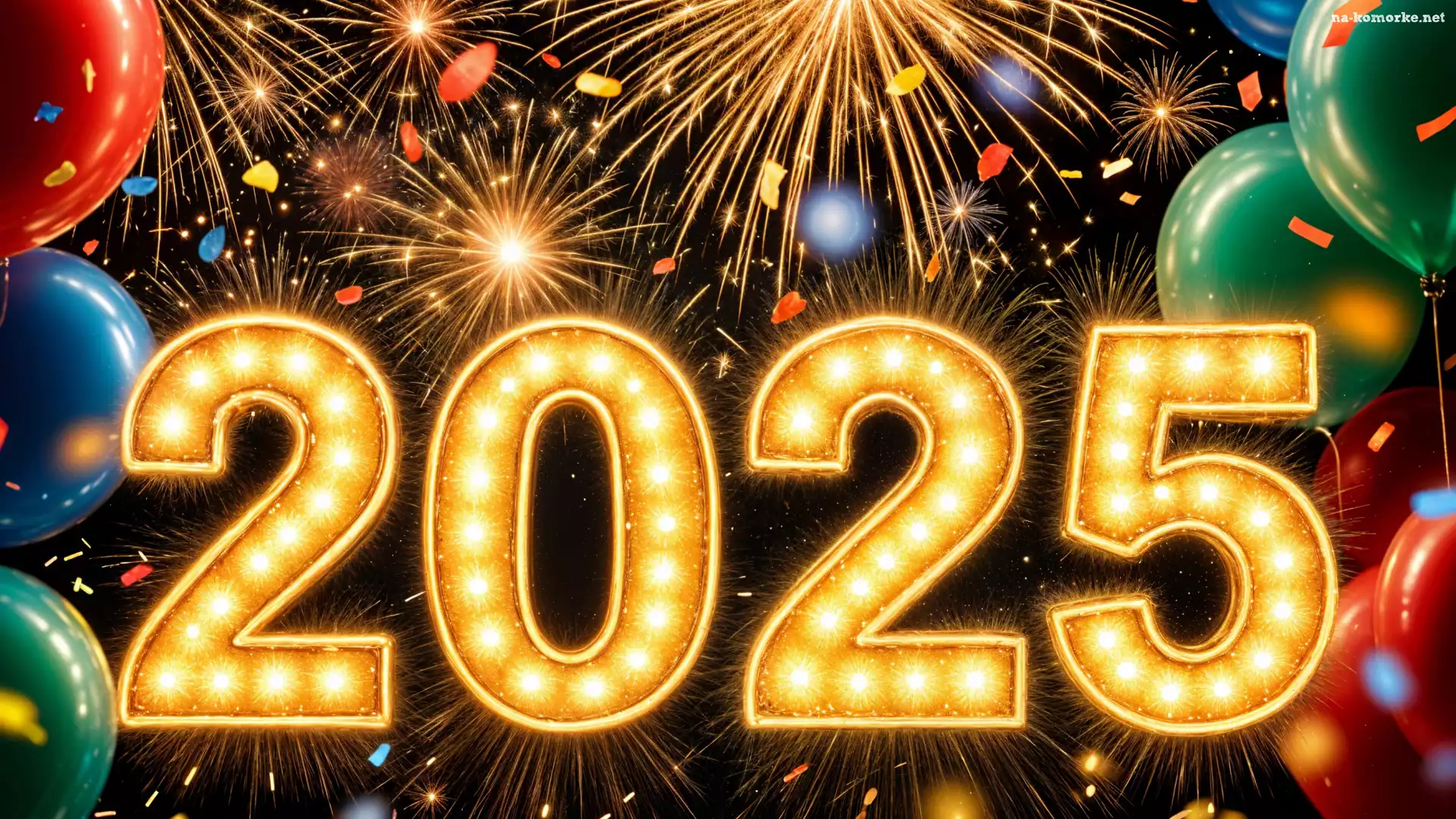 Sylwester, Balony, Nowy Rok, Grafika, Data, Fajerwerki, 2025