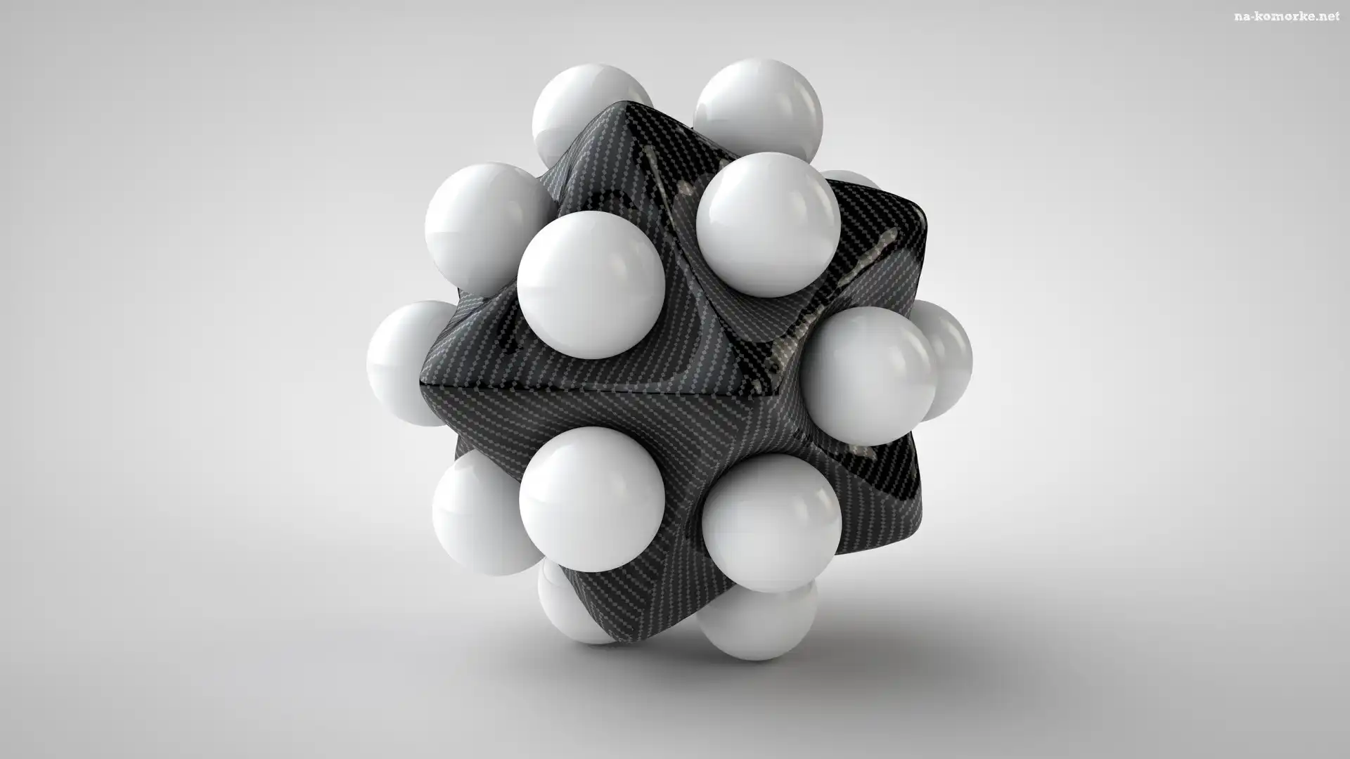 3D, Szara, Bryła, Białe, Kulki