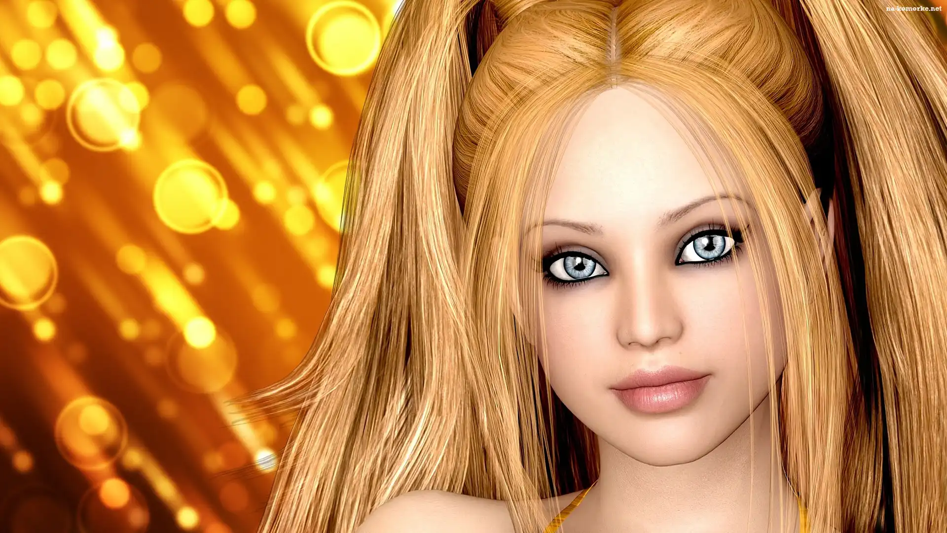 3D, Dziewczyna, Blondynka, Portret, Grafika