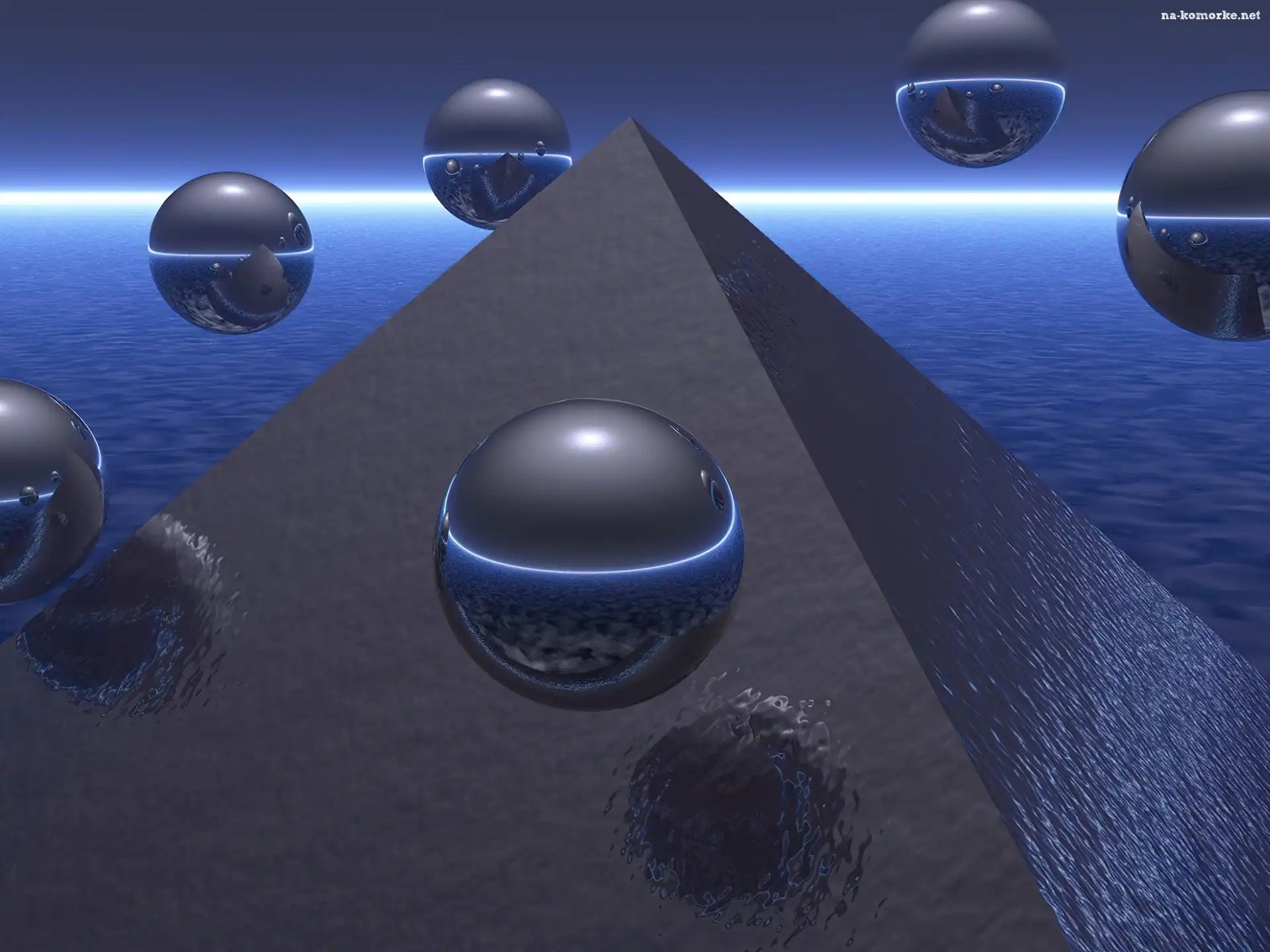 3D, woda, Wektorowa, piramida