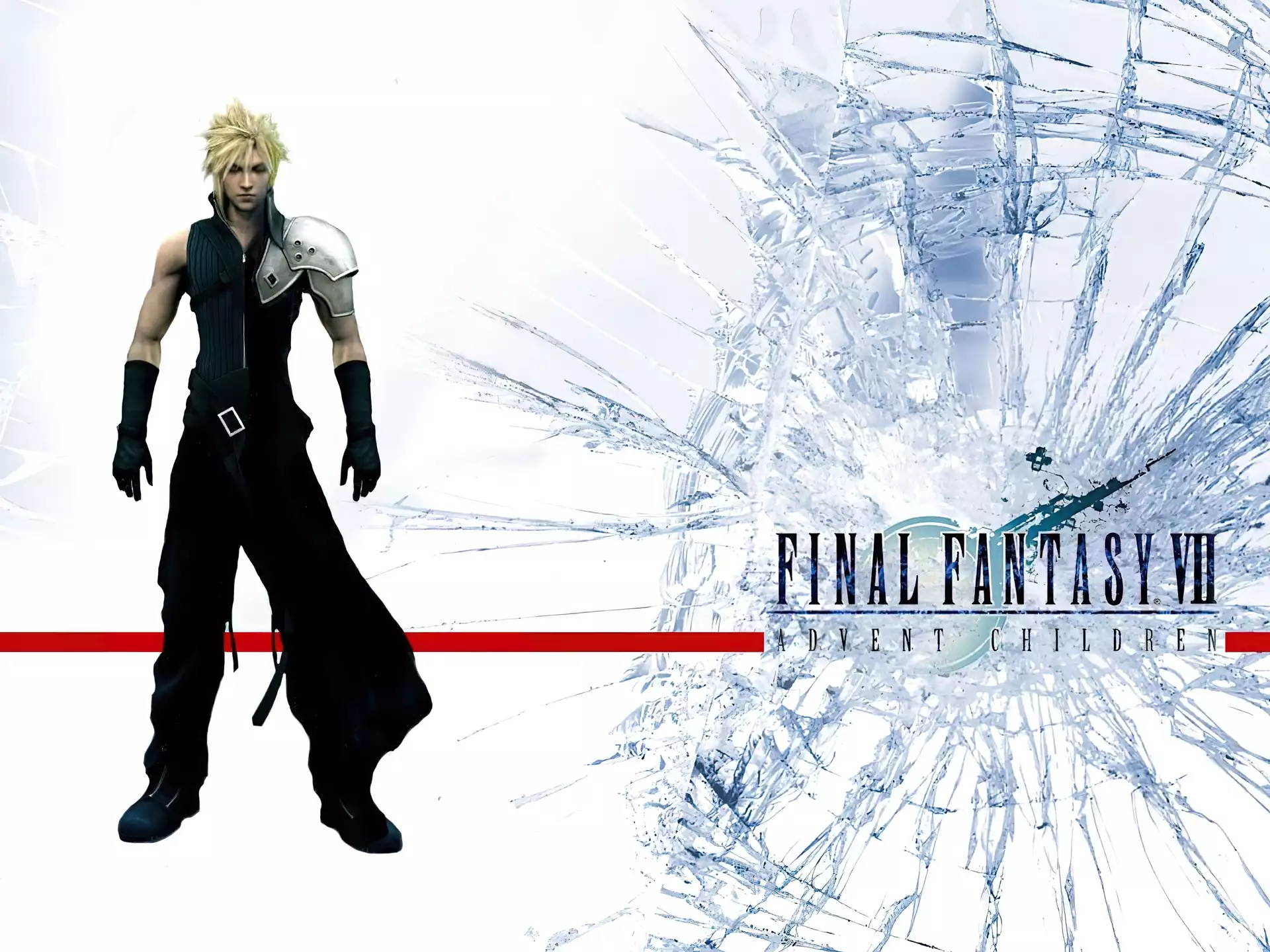 Ff 7 Advent Children, napis, postać, szkło